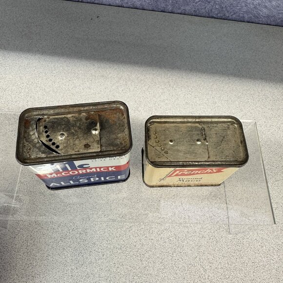 Vintage Spice Tin Set • McCormick Allspice & French’s Mace • 1950s Kitchen Decor - Picture 4 of 6